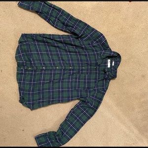 green and blue flannel